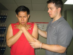 Helping a choking victim - encourage coughing